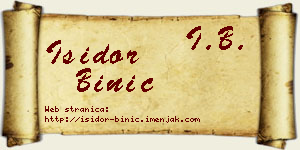 Isidor Binić vizit kartica